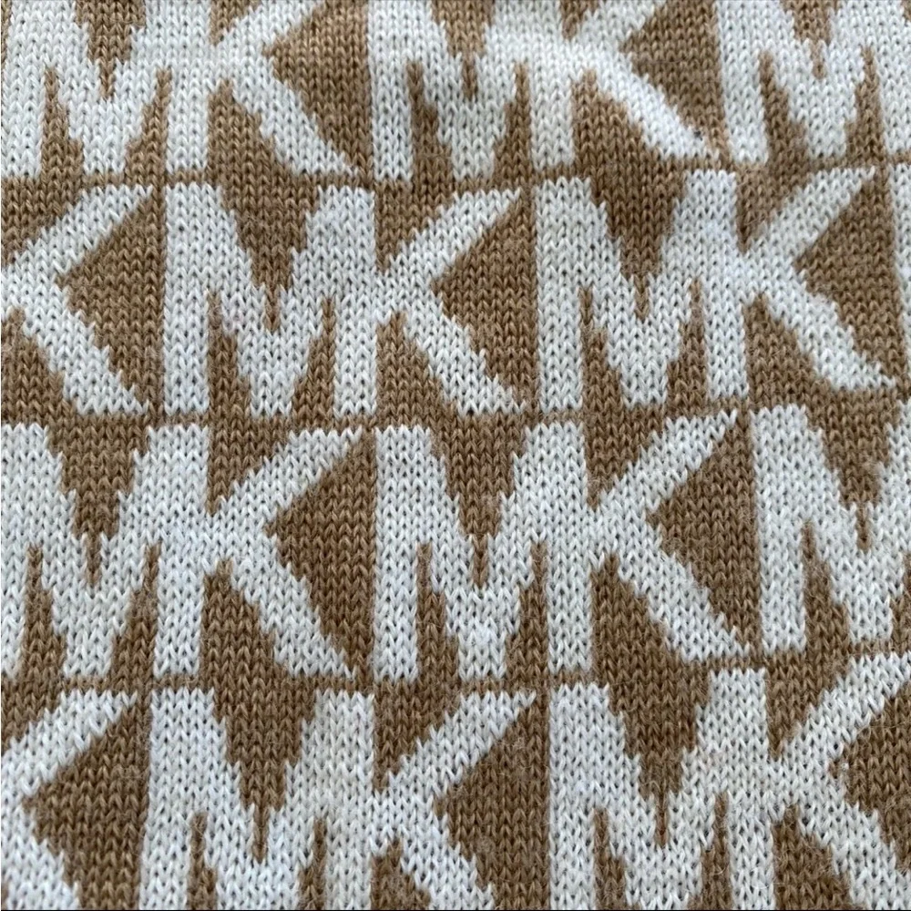 Michael Kors MK Monogram Winter Scarf Camel/Tan Designer Not an Infinity Scarf - Picture 3 of 5